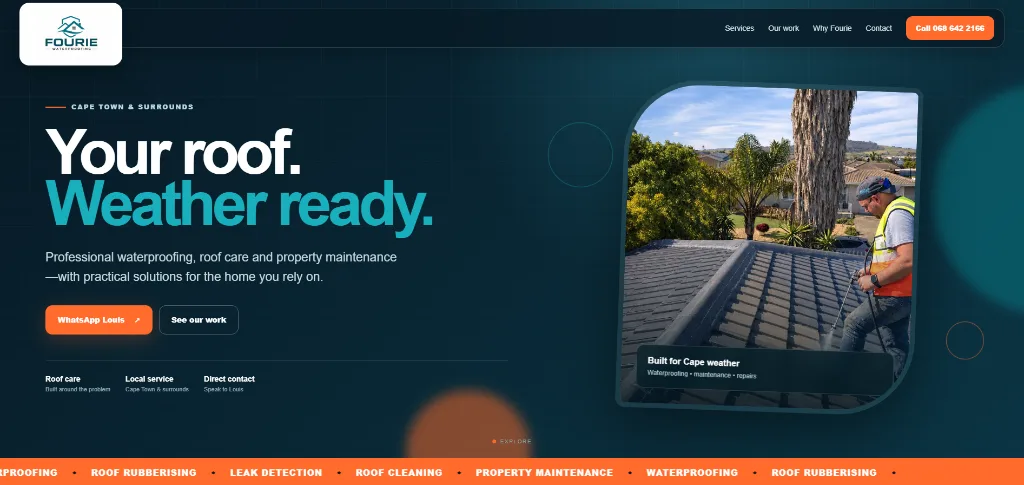 MiniPage business website for Fourie Handyman