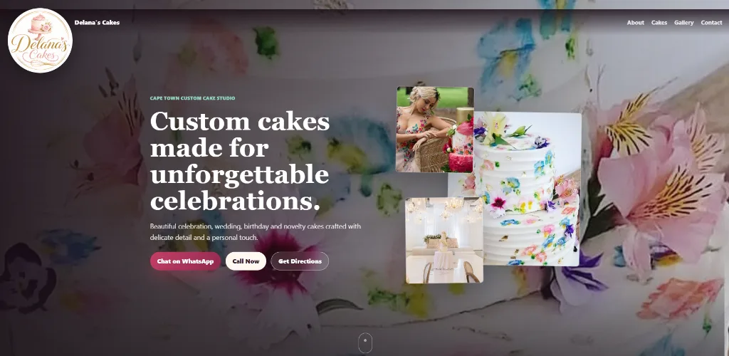 MiniPage business website for Delana's Cakes
